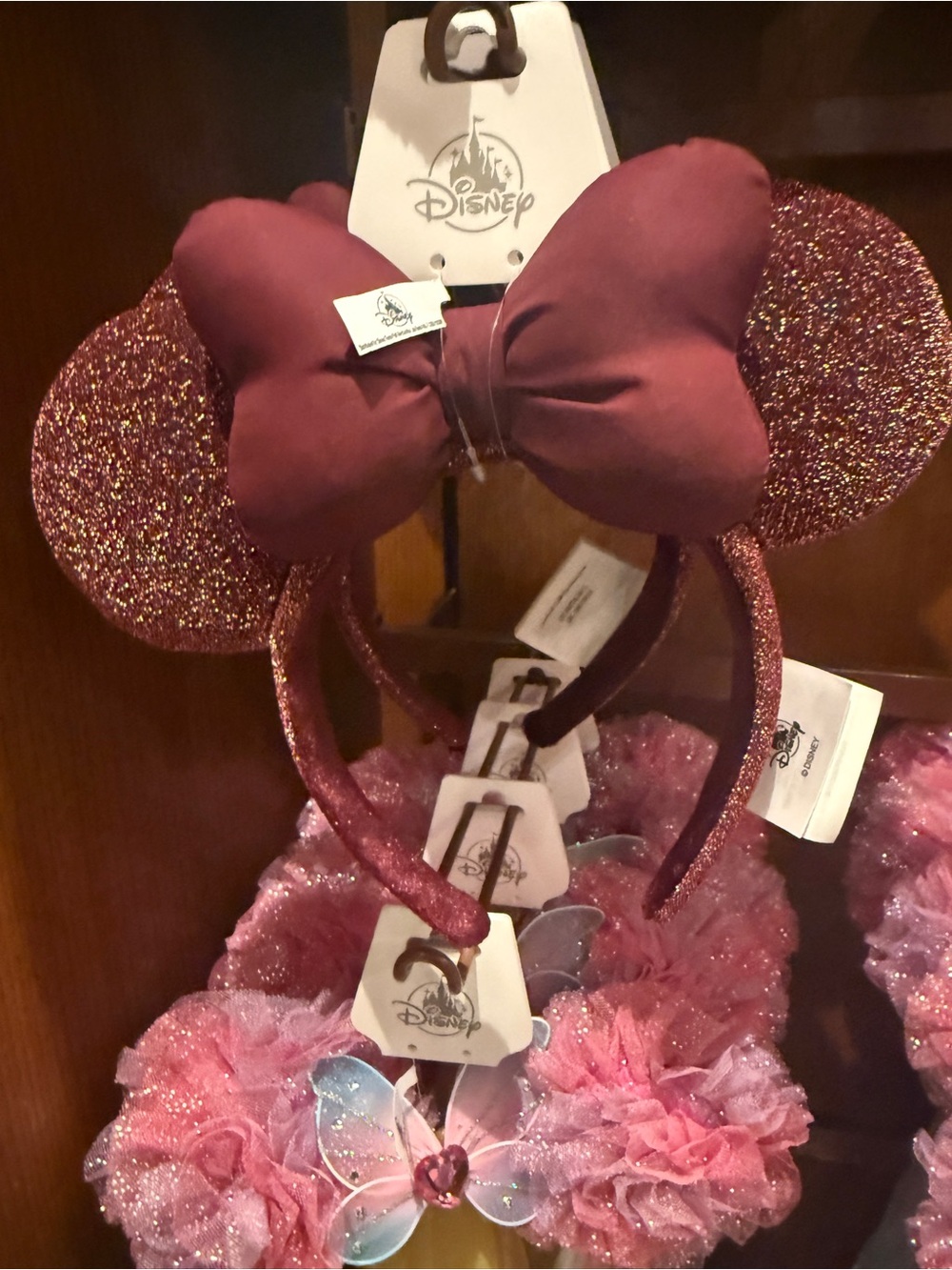 Disney Glitter Minnie Ears Headband - Maroon Bow
